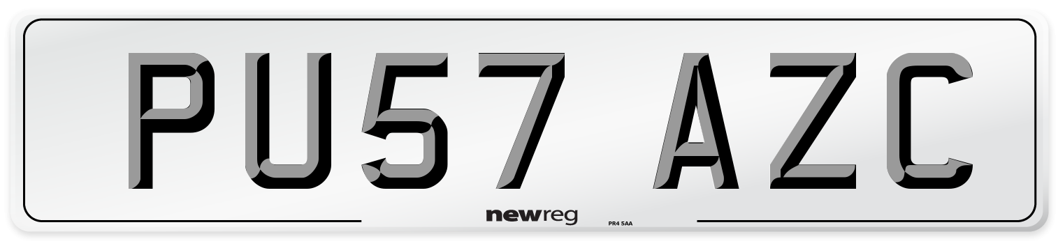 PU57 AZC Number Plate from New Reg